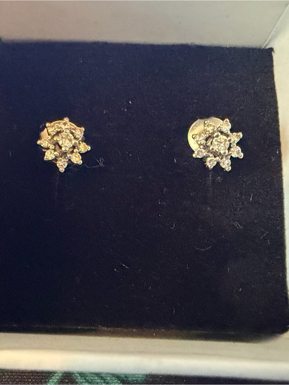 White Gold and Diamond Starburst Stud Earrings - Picture 6 of 7